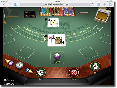 Microgaming European blackjack Gold on iPad
