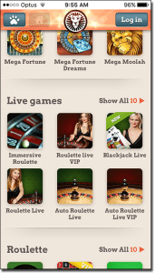 Leo Vegas mobile live dealer games lobby